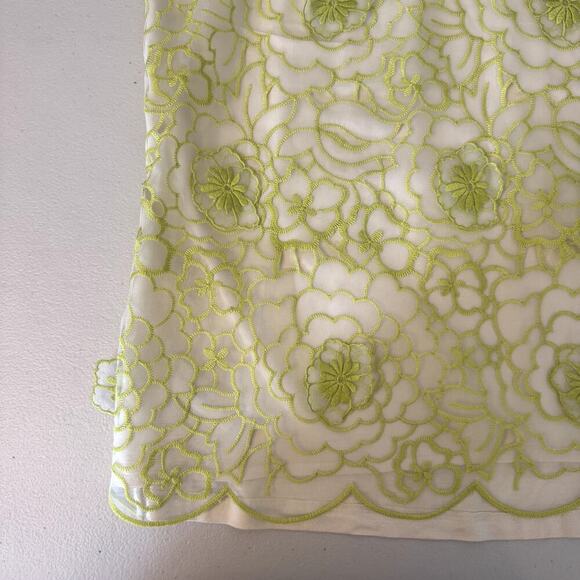 Gorg! Anne Taylor Green Overlay Floral Applique Green & Ivory Tank Petite Large - Picture 4 of 4